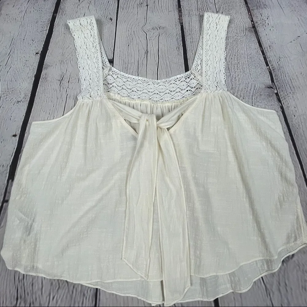 MADEWELL lightweight cotton blend beige crochet tie-back tank top, size XL - Picture 7 of 16